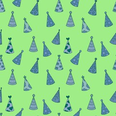 Party hat seamless pattern for fabrics and packaging and gifts and cards and kids and wrapping paper and festive