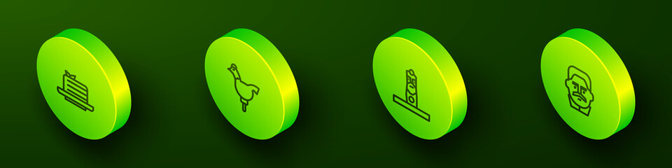 Set Isometric line Medovik, Cockerel lollipop, Slavic pagan idol and Joseph Stalin icon. Vector