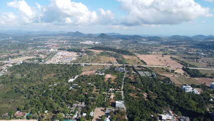 Fototapeta na wymiar The landscape of Bang Saray District Chonburi Thailand Southeast Asia photographed with a drone
