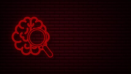 Neon icon with brain examination for concept design. Mental health concept. Motion Graphic