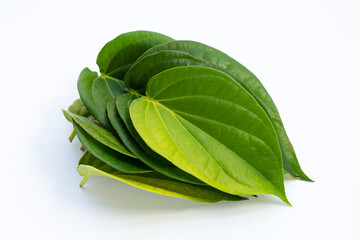 Green betel leaves, Fresh piper betle on white background