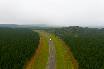 Drone view from the Panorama Route near Graskop. South Africa's most beautiful road trip. Transvaal-Drakensberg in Mpumalanga Province in eastern South Africa. The route, known as the panorama route.