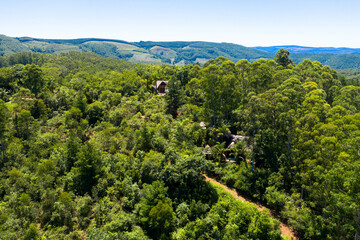 Obraz premium Drone view from the Panorama Route. South Africa's most beautiful road trip. Transvaal-Drakensberg in Mpumalanga Province in eastern South Africa. Tourism and vacations concept. 