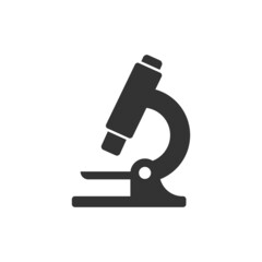 Microscope icon in flat style. Laboratory magnifier vector illustration on isolated background. Biology instrument sign business concept.