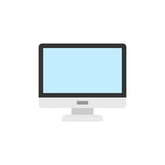 Personal computer in flat style. Desktop pc vector illustration on isolated background. Monitor display sign business concept.