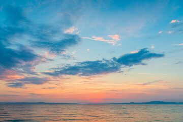 Fototapeta na wymiar blue sky with clouds and sea, sunset