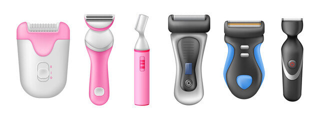 Obraz premium Shaving razor mockup electric shaver, epilator, trimmer for women.
