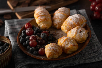 Homemade pastry filled with chocolate