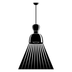 Ceiling lamp. Semicircular ceiling light, equipment for lighting the kitchen, hallway. Single lampshade for indoor lighting. Lamp design. Vector icon, glyph, silhouette, isolated