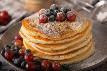 American pancakes with berries