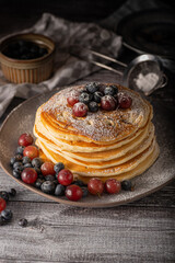 American pancakes with berries