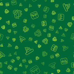 Set line Cruise ship, Tropical island in ocean and Lifeboat on seamless pattern. Vector