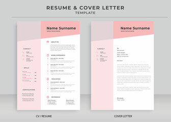 Resume and Cover Letter Template, Minimalist resume cv template, Cv professional jobs resume