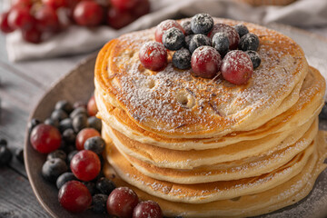 American pancakes with berries