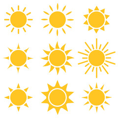 Sun icons vector set. Sun icons collection set. Summer symbol. EPS 10.