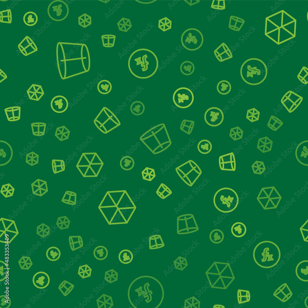Poster Set line Geometric figure, Cube and Function mathematical symbol on seamless pattern. Vector