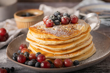 American pancakes with berries
