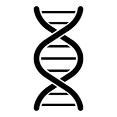 DNA icon vector. DNA symbol. Black gene icon. Genetic helix on white background.