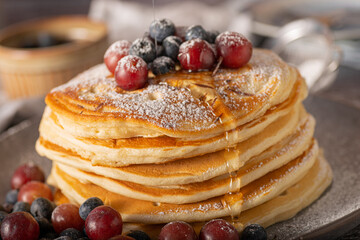 American pancakes with berries