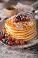 American pancakes with berries