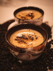 cup of coffee with beans