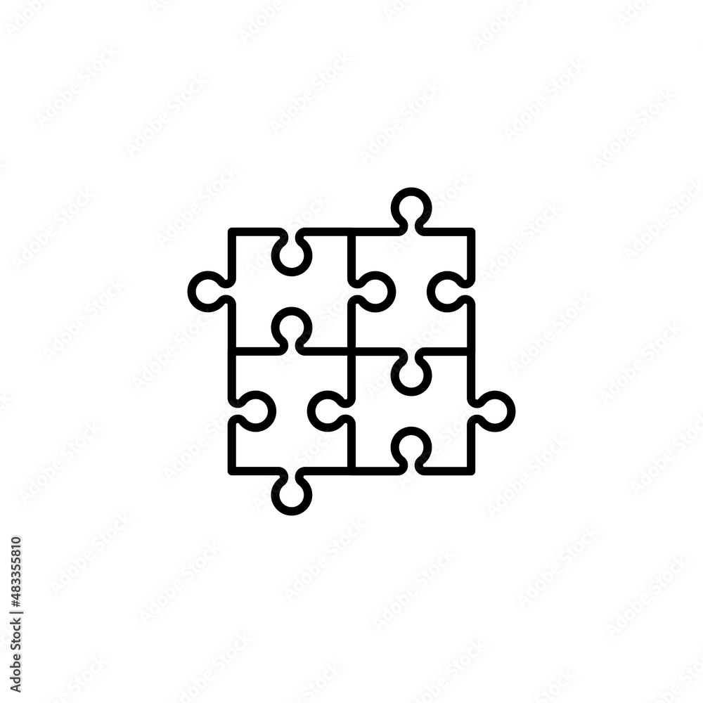 Poster puzzle with four parts line icon. jigsaw, square, match. integrity concept. can be used for topics l