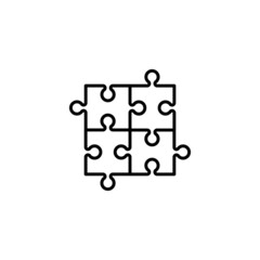 Puzzle with four parts line icon. Jigsaw, square, match. Integrity concept. Can be used for topics like challenge, management, problem solving. EPS 10