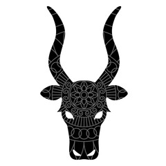 聖なる牛と呼ばれるアンコーレ牛と曼荼羅（まんだら）。
ウガンダ（東アフリカ）の牛です。
ベクターイラスト。