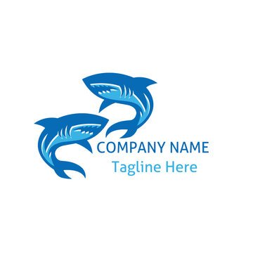 Vector illustration of shark template logo design