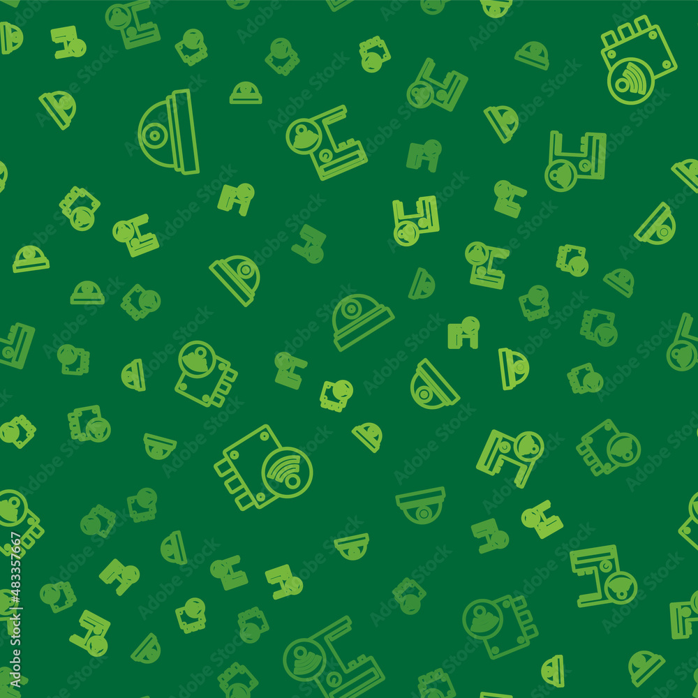 Poster set line motion sensor, digital door lock and smart coffee machine on seamless pattern. vector