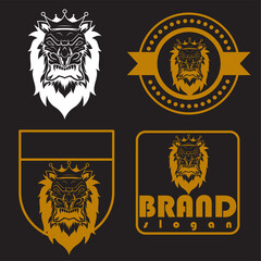 lion logo inspiration, can be for business. suitable for elegant logos or icons. black background. mascot eps10