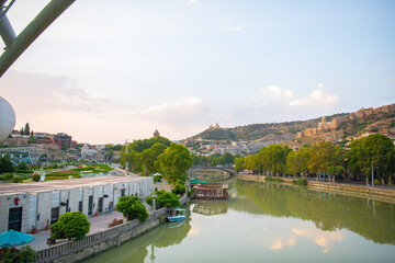 beautiful view of the kura river from the glass bridge © Vyacheslav