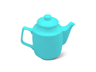 3D illustration. 3D rendering blue pot for tea or coffee on white background. Pop art style. 