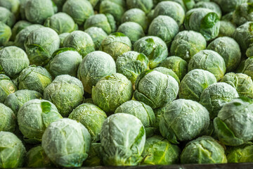 frozen brussels sprouts background closeup