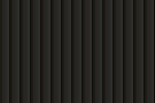 Black vertical wooden, metal, or plastic seamless siding pattern of building cladding. Abstract vector pattern with texture. Horizontal wall decor for warehouse facade. Vinyl floor backhround