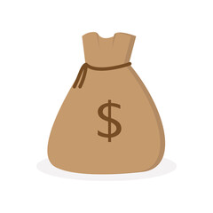 Money bag vector with dollar sign. Sack with cash clip art isolated on white background. Flat icon for web