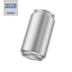 Metallic tin can mockup. Vector illustration.