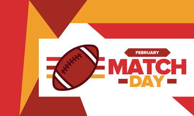 American Football Match Day. Playoff game day. Super Bowl Party in United States. Final game of regular season. Professional team championship. Ball for american football. Sport poster. Vector