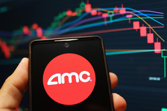 Penang, Malaysia - 25 JAN 2022: AMC Entertainment Sell Off Continues As Stock Sees Tenth Straight Losing Day, As The Markets Continued To See Volatility Following Federal Reserve Chairman's Speech.