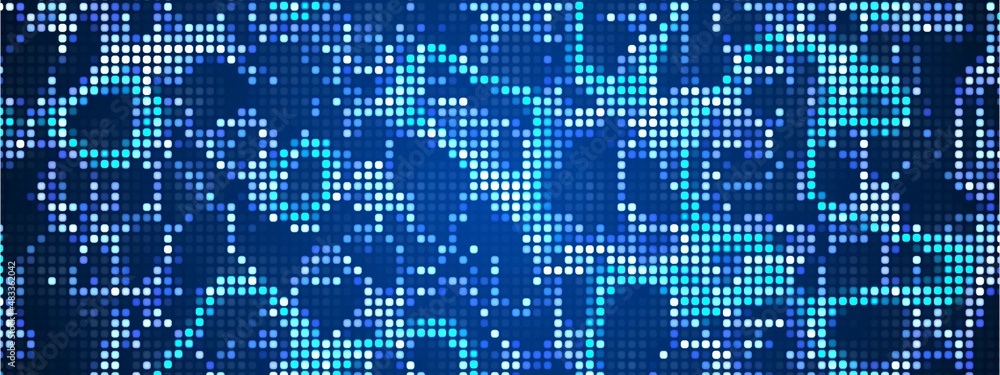 Poster abstract blue background of squares. random mosaic design. the pattern of connecting waves, clusters