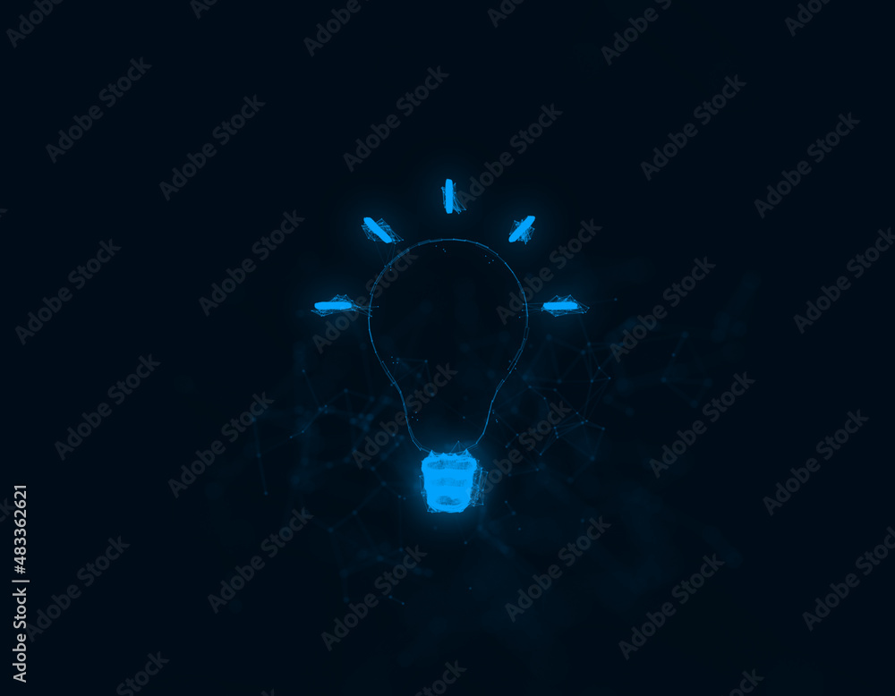 Aufkleber Lamp icon with plexus effect. Connected lines with dots. Illustration