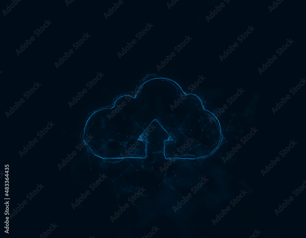 Poster Cloud download icon with plexus effect. Connected lines with dots. Illustration
