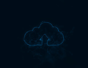 Cloud download icon with plexus effect. Connected lines with dots. Illustration