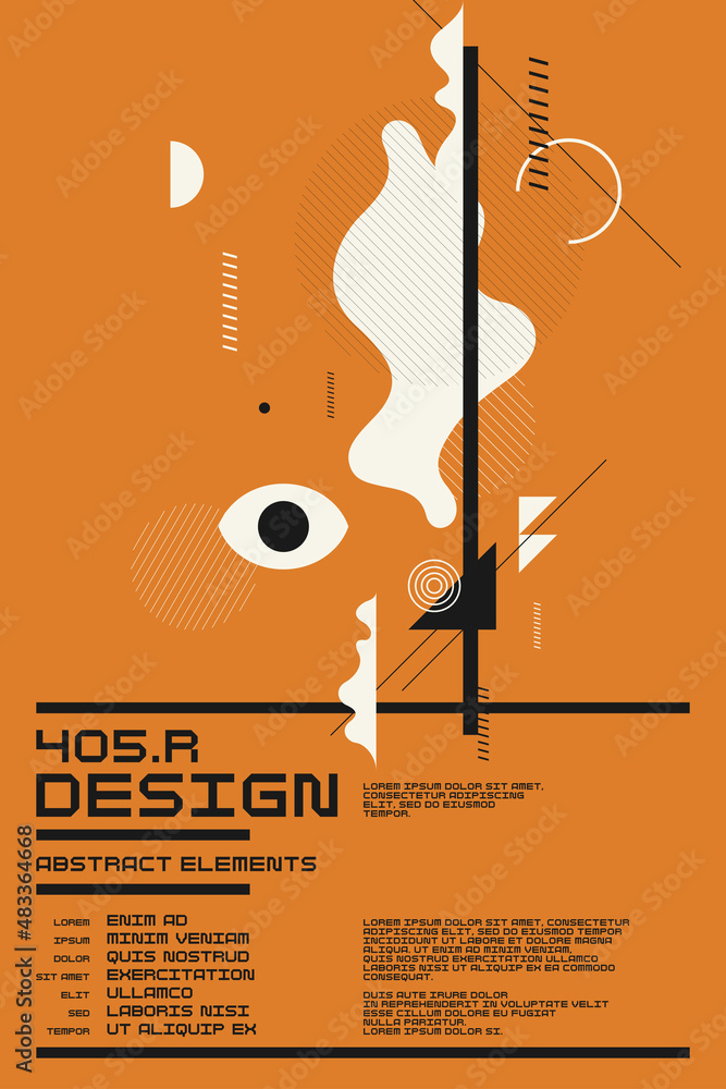 Poster composition with dynamic and geometric shapes. abstract background for design.