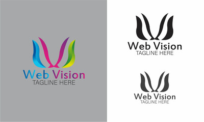 Professional Web Vision and W latter logo for company and business
