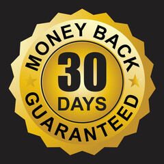 30 days, money back, sticker vector