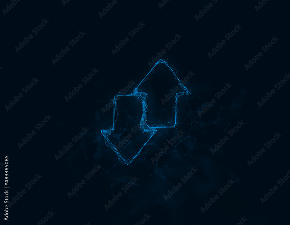 Fototapete Exchange arrow transfer icon with plexus effect. Connected lines with dots. Illustration