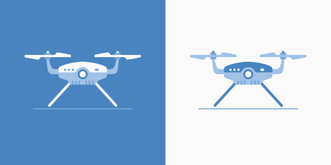 Vector drawing of a drone. Technologies of the future for business. Illustration in a modern flat bright style.