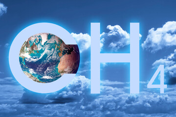 CH4 gas methane emissions are the second-largest cause of global warming after carbon dioxide - concept with image from NASA - obrazy, fototapety, plakaty