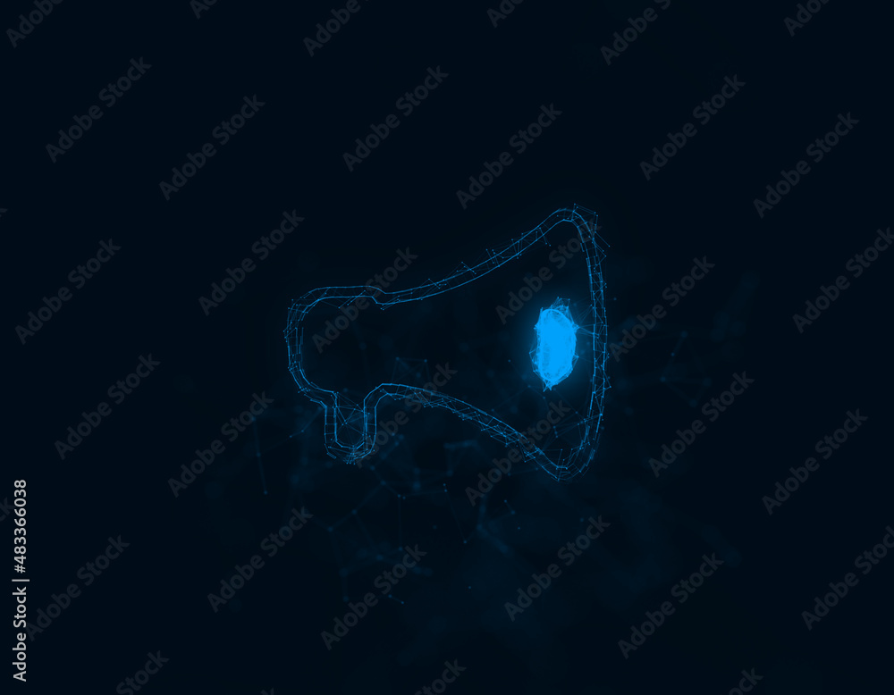 Aufkleber megaphone icon with plexus effect. connected lines with dots. illustration